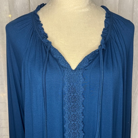 Cable & Gauge Deep Blue Blouse with Ruffle Trim - Picture 3 of 6